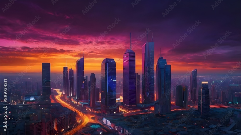 Fototapeta premium sunset in the city