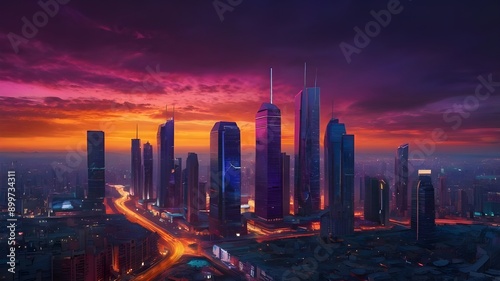 sunset in the city