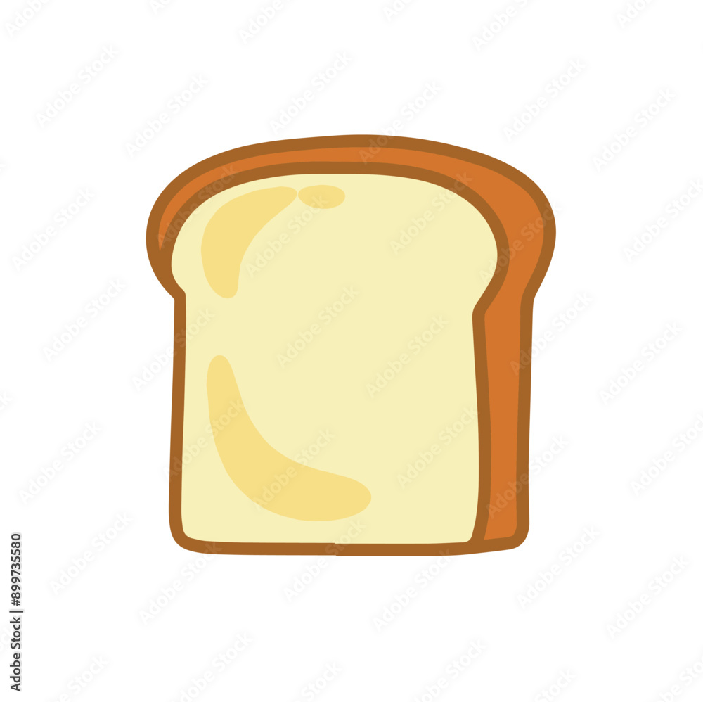 Illustration of a cute bread slice is isolated on the white background Illustration of a cute bread slice is isolated on the white background