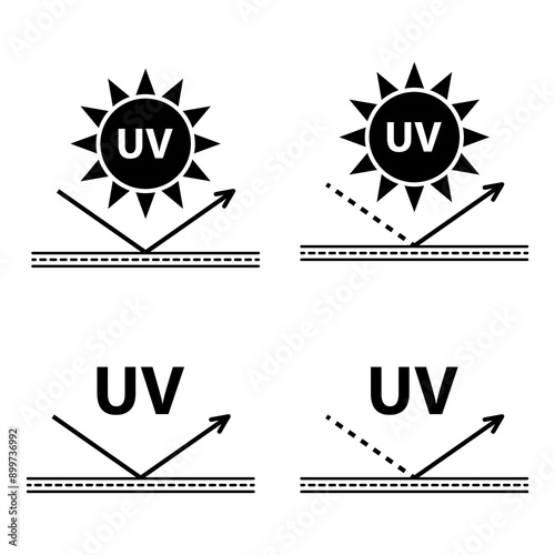 Set of Sun protection factor icon, uv radiation block symbol, sun protect skin vector illustration