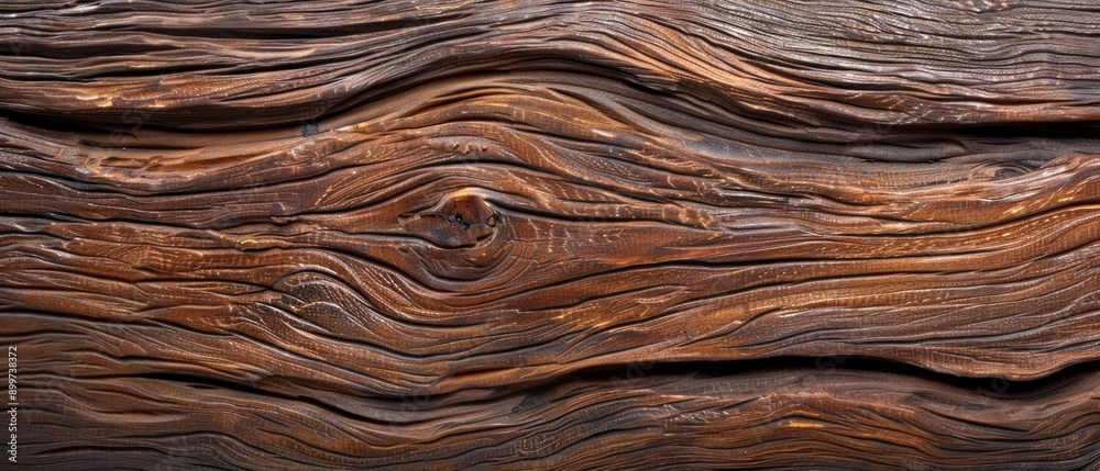 Close-up photo shows intricate wood grain, wavy patterns, and a prominent knot, evoking a sense of history and age through artistic swirls and textures. Close-up photo shows intricate wood grain, wavy patterns, and a prominent knot, evoking a sense of history and age through artistic swirls and textures.
