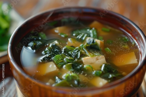 Miso soup: a cozy dish enriched with tasty components for ultimate satisfaction photo