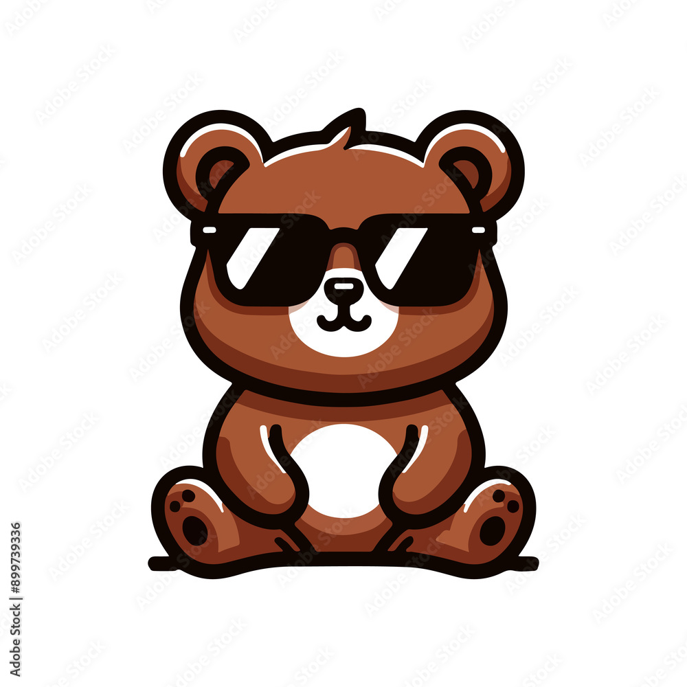 Fototapeta premium cute bear wearing sunglasses icon character