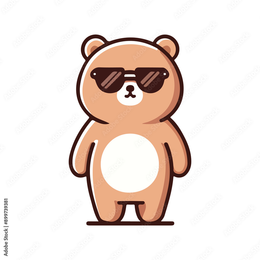 Naklejka premium cute bear wearing sunglasses icon character