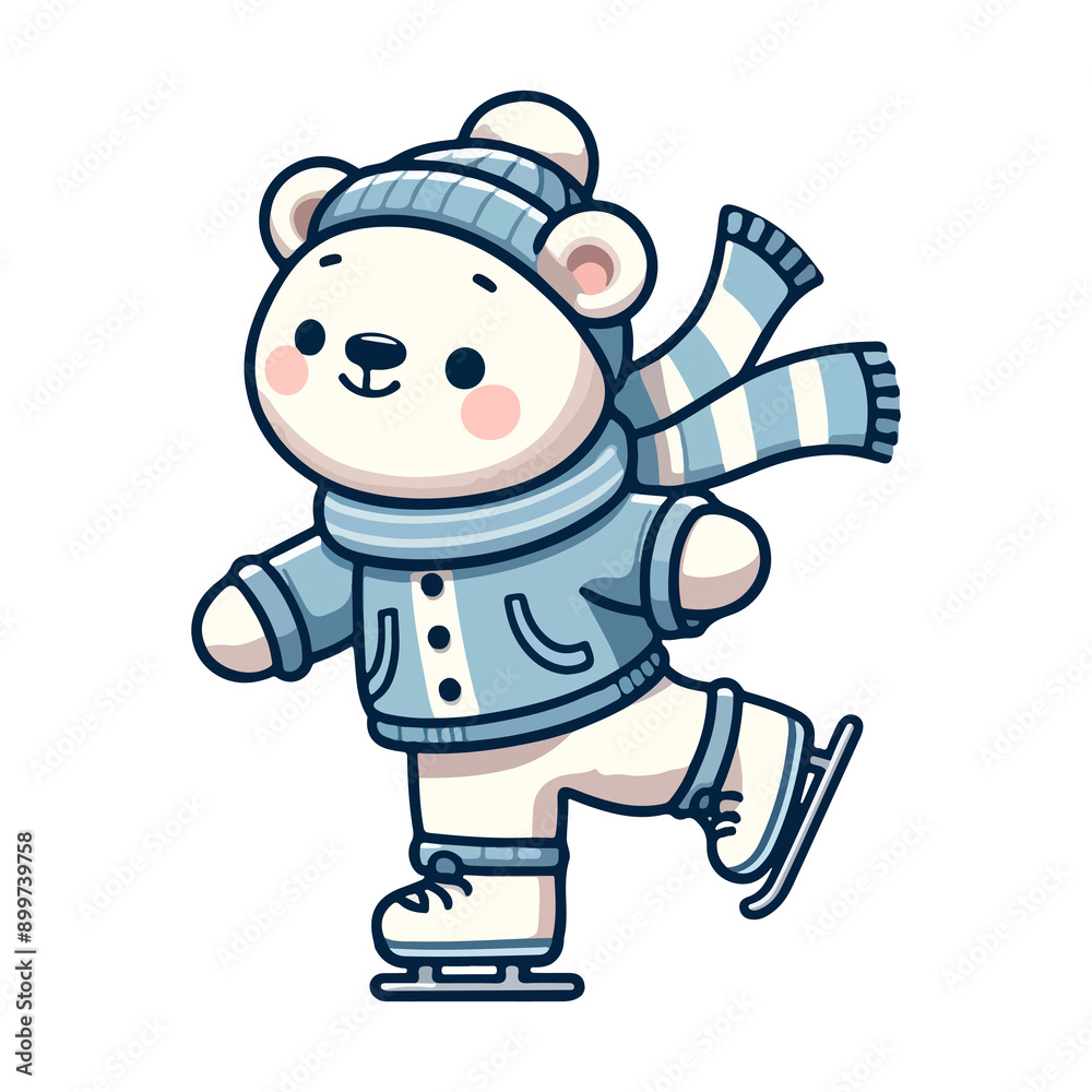 cute bear playing ice skating icon character cute bear playing ice skating icon character