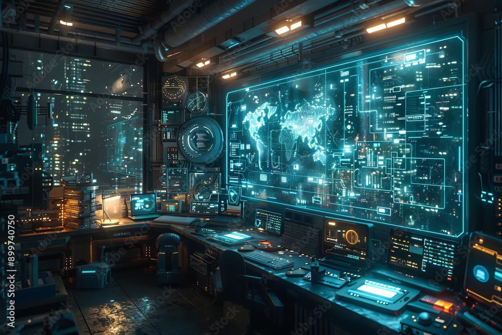 Scientists in a cutting-edge laboratory, holographic displays, innovative equipment. Generative AI Scientists in a cutting-edge laboratory, holographic displays, innovative equipment. Generative AI