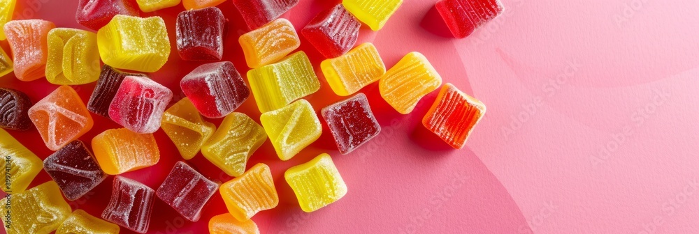 gummies candy on colorful background with copy space gummies candy on colorful background with copy space