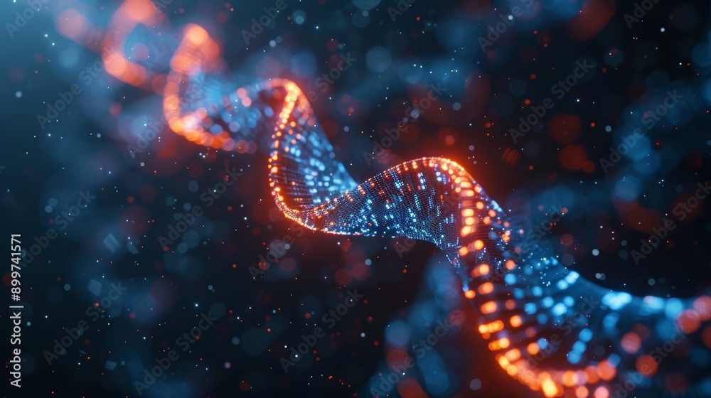 A conceptual 3D illustration of a DNA strand made up of binary code, symbolizing the intersection of biology and technology in genetic data. A conceptual 3D illustration of a DNA strand made up of binary code, symbolizing the intersection of biology and technology in genetic data.