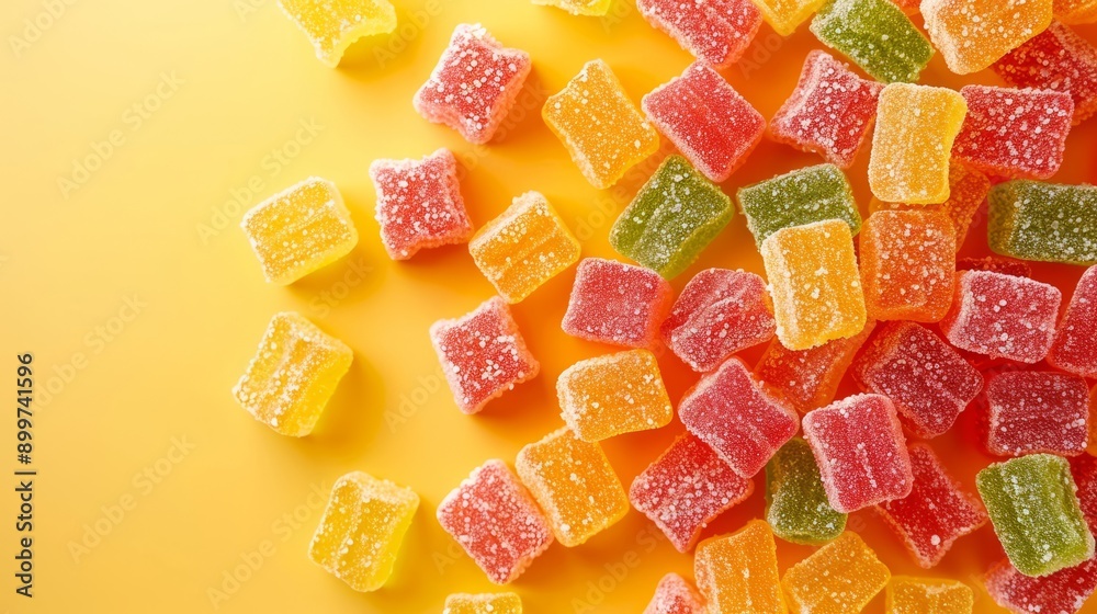 gummies candy on colorful background with copy space gummies candy on colorful background with copy space