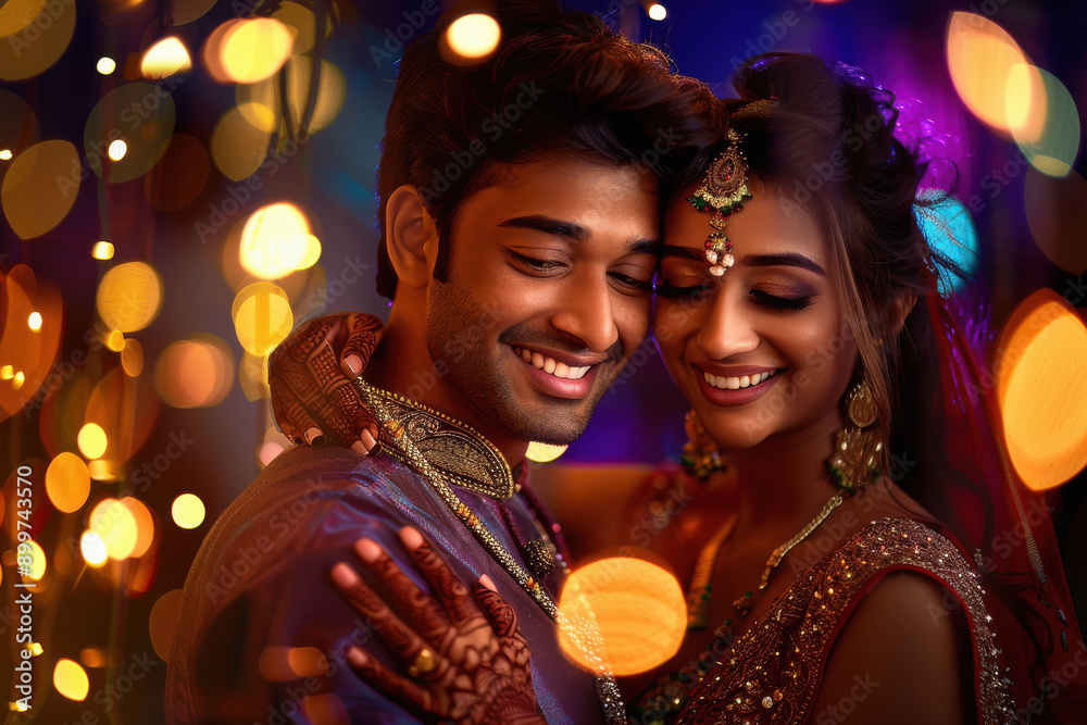 indian couple celebrating diwali festival indian couple celebrating diwali festival