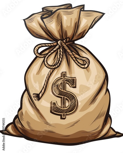 Money Bag Clipart. Dollar Currency Signs Symbol for Business Finance Icon photo