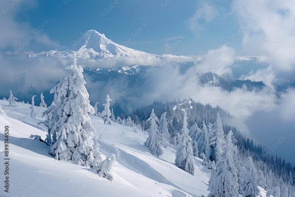 Obraz premium Northwest Recreation: Mount Hood, America's Arc in the Cascade Range of Oregon
