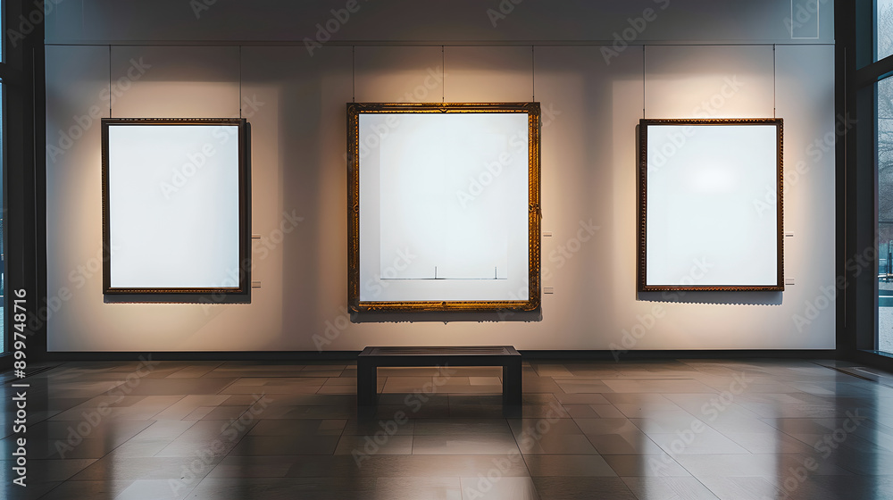 Empty picture frames, empty billboards, and empty information boards in modernly decorated art museum galleries. generative Ai
Empty picture frames, empty billboards, and empty information boards in modernly decorated art museum galleries. generative Ai