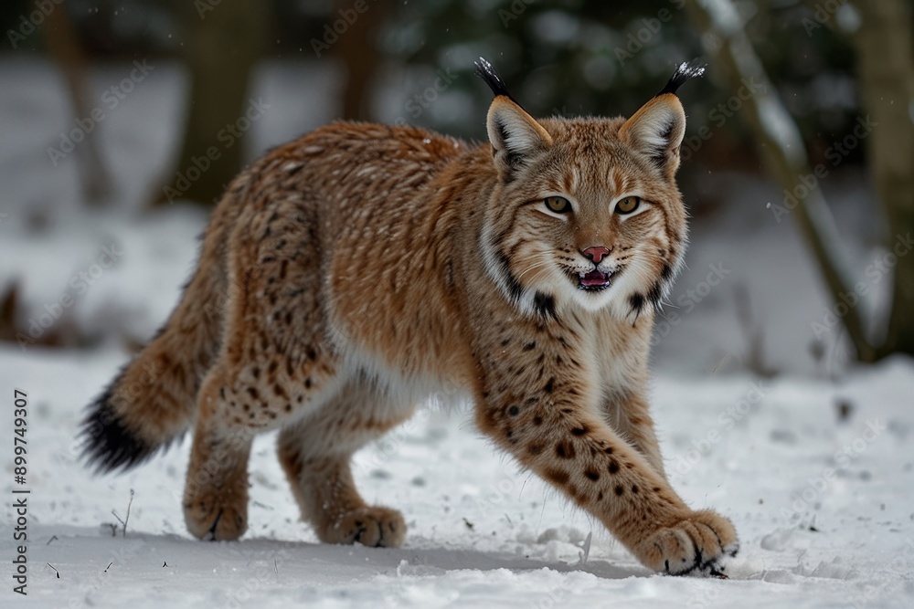Fototapeta premium Majestic Lynx in Winter Landscape