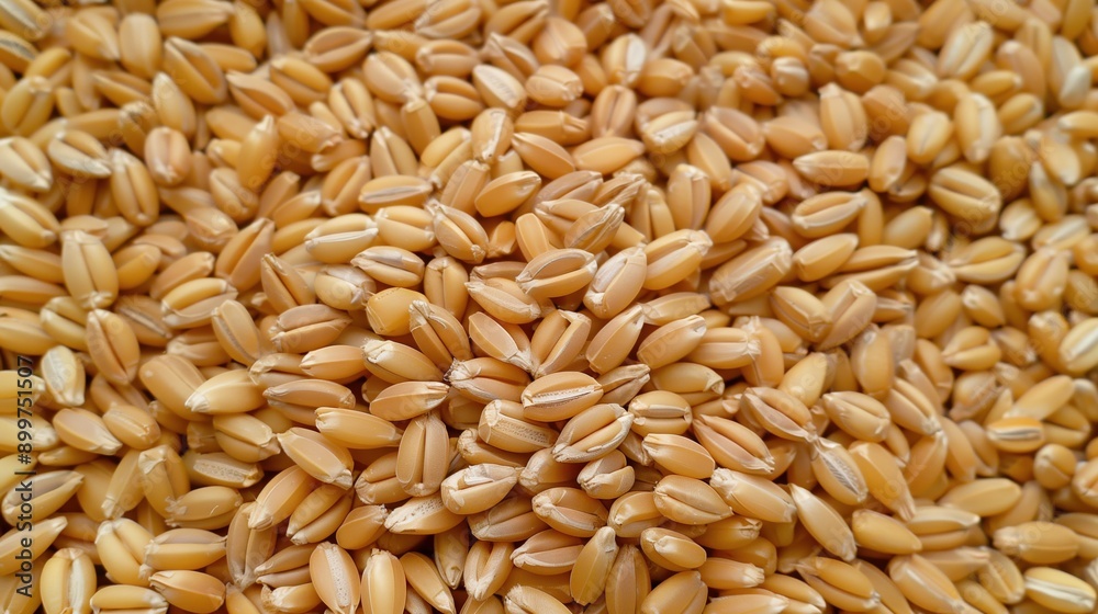 Macro close-up of raw natural smooth wheat grains, wheat grain texture surface for wallpaper banner background with copyspace Macro close-up of raw natural smooth wheat grains, wheat grain texture surface for wallpaper banner background with copyspace