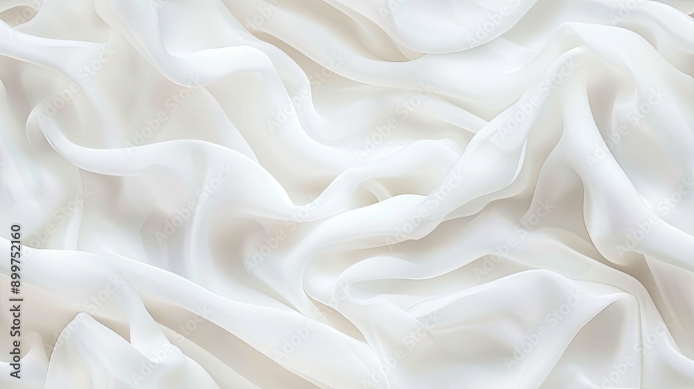 Fototapeta premium Smooth white silk cascades softly, creating gentle waves and reflections in a sophisticated atmosphere SEAMLESS PATTERN