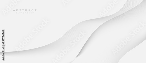 Abstract white clean background with black geometric wavy lines. Futuristic digital high-technology pattern is horizontal. Vector illustration