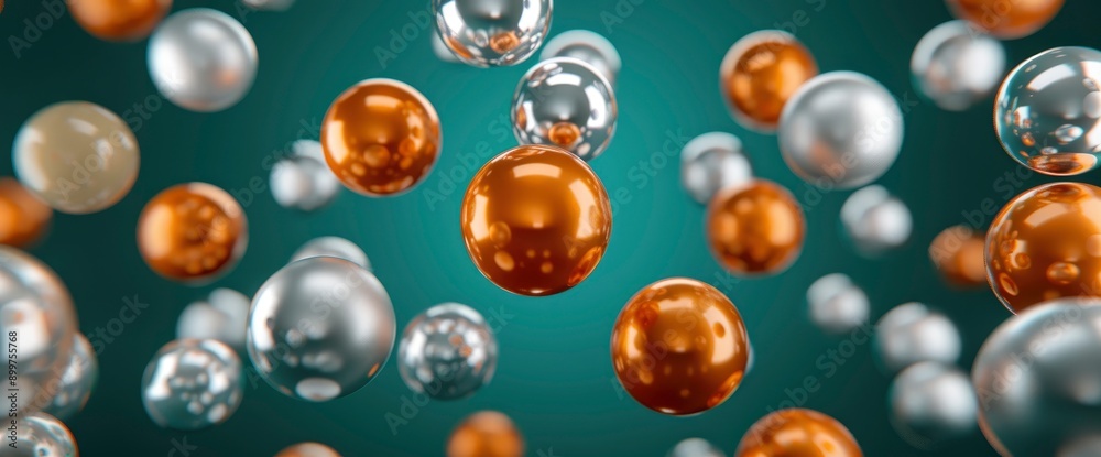 Abstract Flying Spheres In Circle Frame , 3D , High Definition