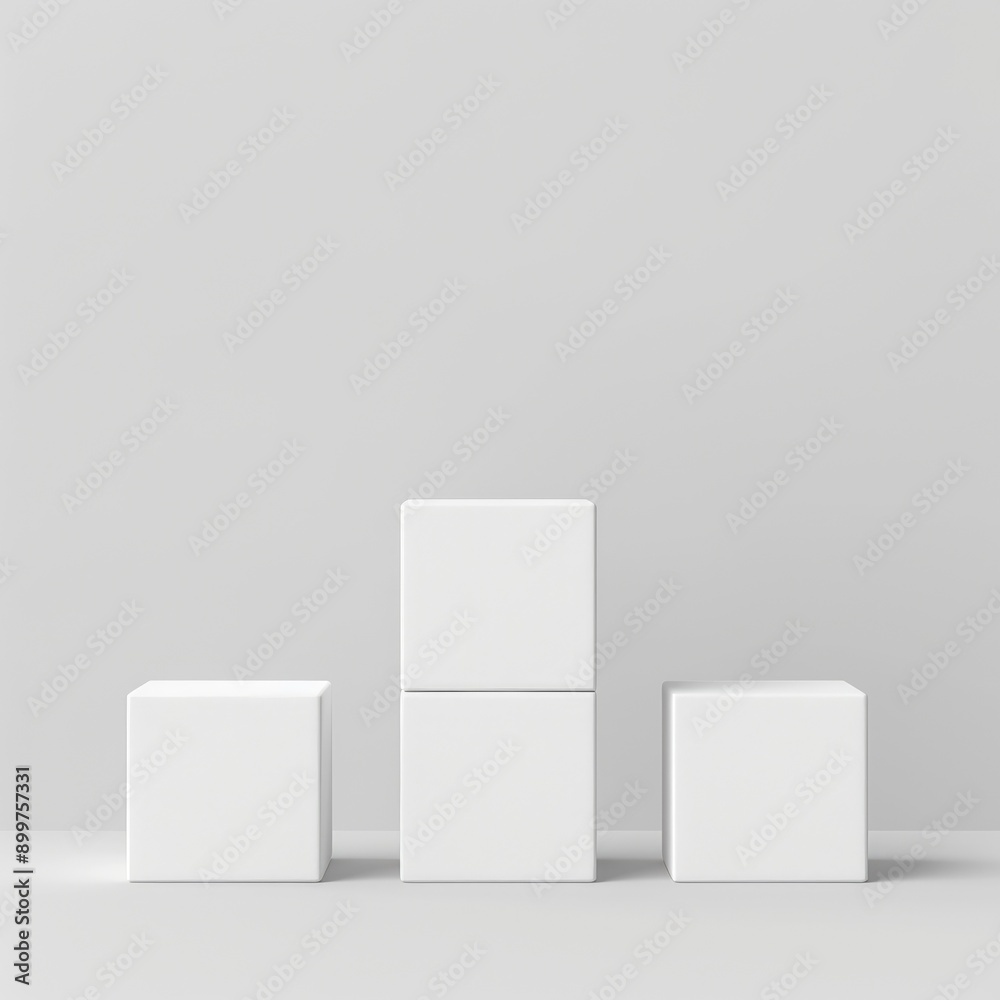 Elegant Minimalist White Cubes with Soft Shadows for Product Display, Geometric Simplicity Background Elegant Minimalist White Cubes with Soft Shadows for Product Display, Geometric Simplicity Background