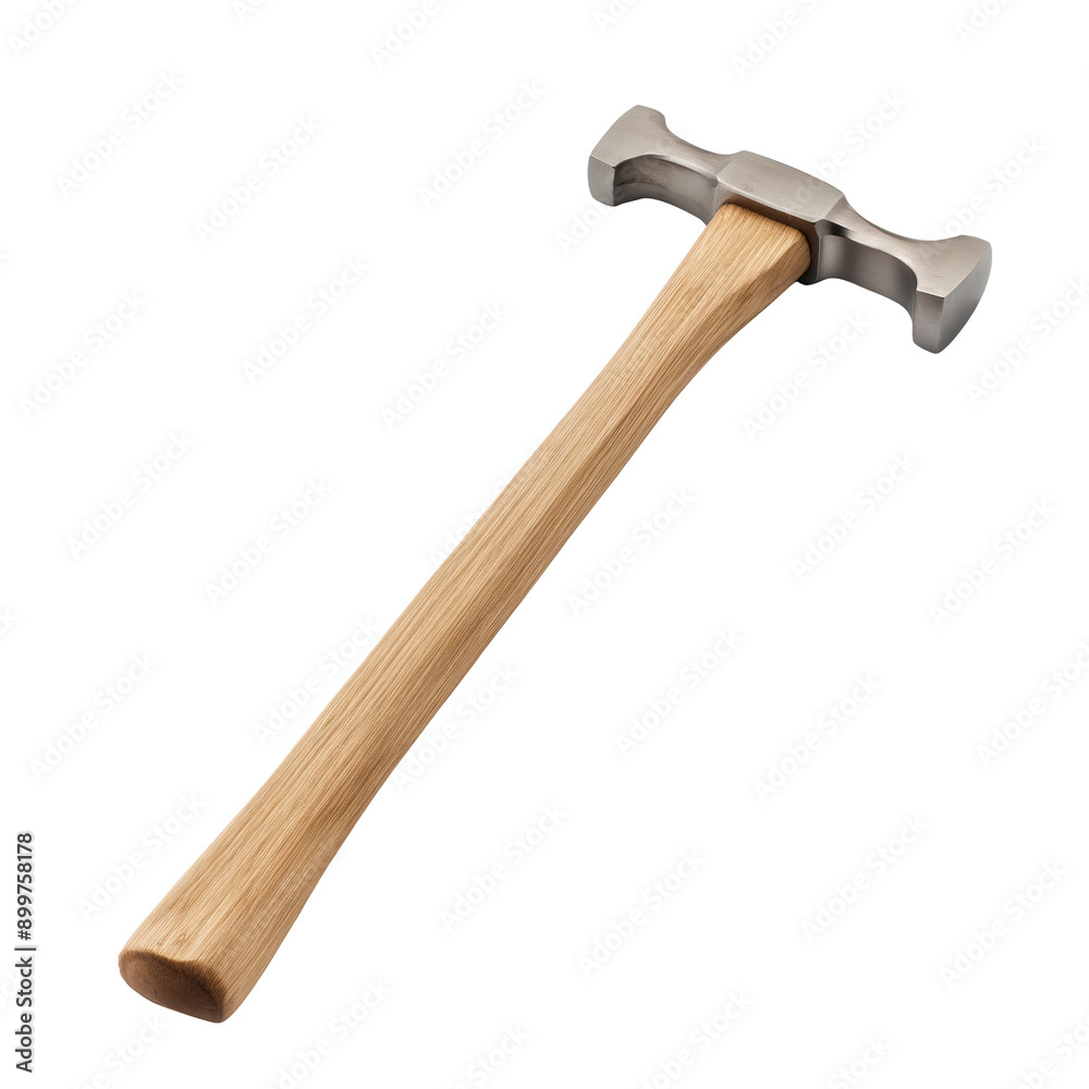 Double-headed metal hammer with wooden handle on transparent background Double-headed metal hammer with wooden handle on transparent background
