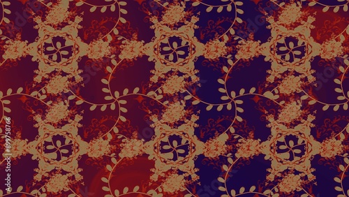 baroque floral seamless pattern in gold over colors