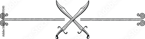 Double Line Header Graphic and Crossed Scimitars Symbol