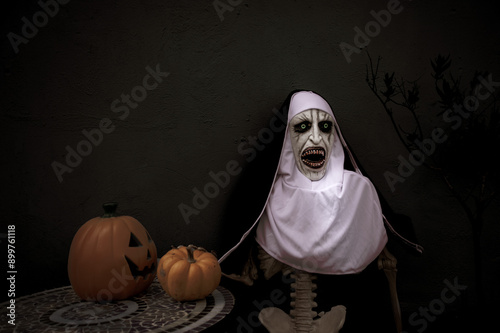 Scary  Halloween frightening  Nun  