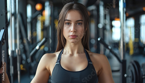 Young sporty woman training in modern gym © Oleksiy