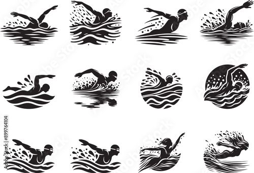Swimming Silhouette Vector Illustration