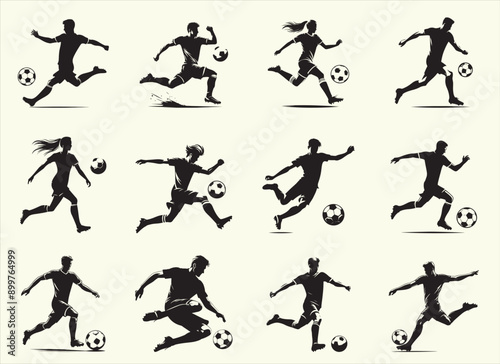 Soccer player Silhouette Vector Illustration
