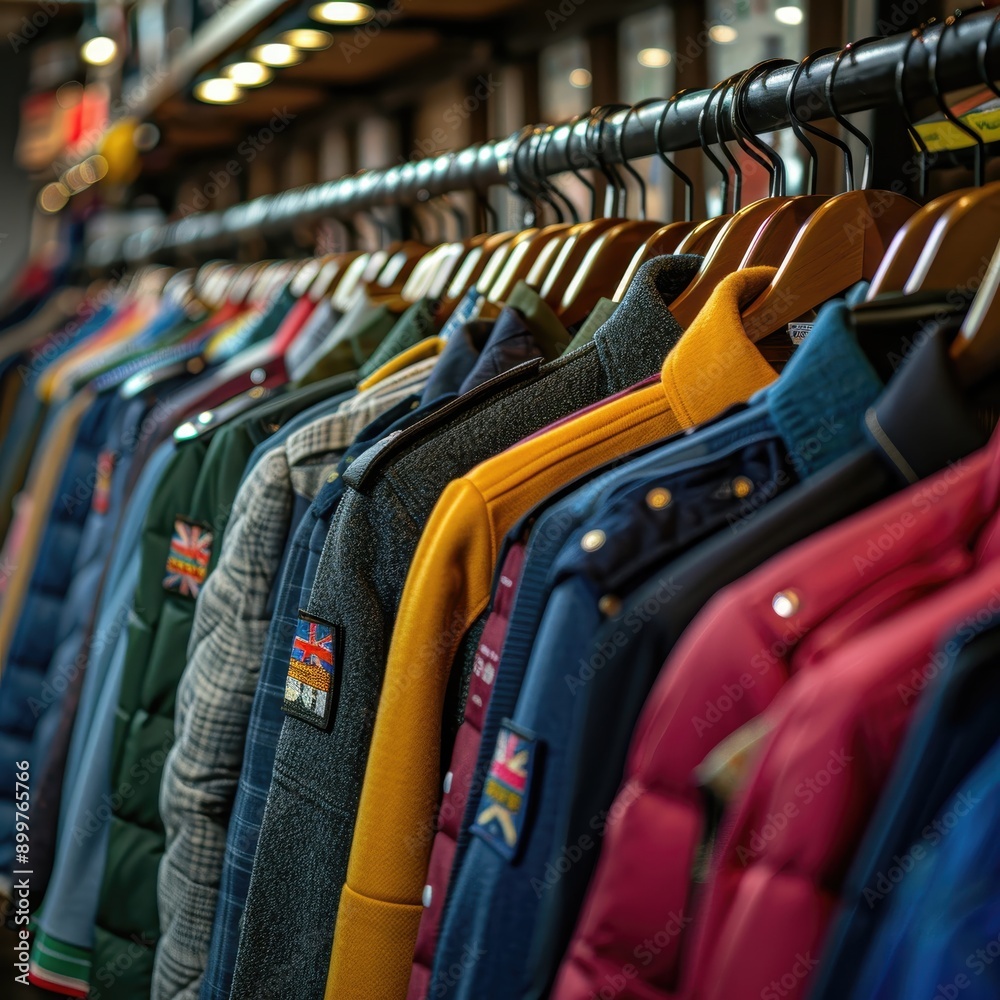 Closeup of Neatly Arranged School Uniforms on Hangers
