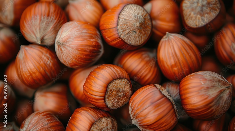 Freshly Harvested Hazelnuts Gathered Together Freshly Harvested Hazelnuts Gathered Together