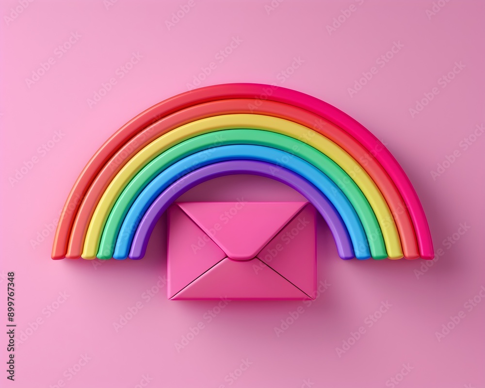 Naklejka premium Vibrant Email Icon with Rainbow Symbolizing Colorful Communication