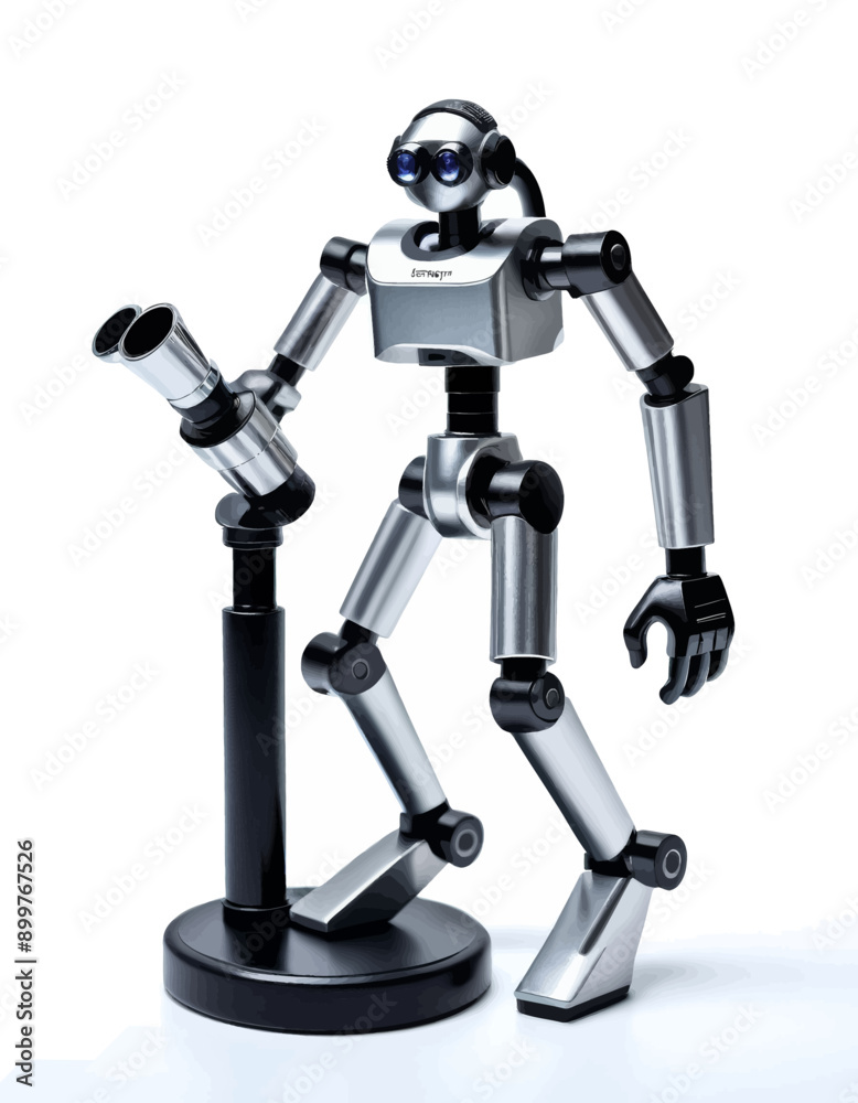 Robotic Arm with Camera and Sensor, Standing on Black Base Robotic Arm with Camera and Sensor, Standing on Black Base