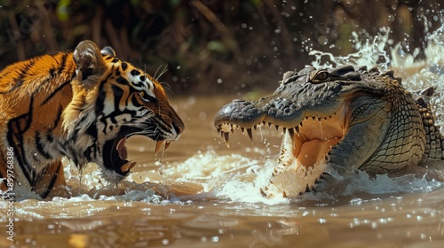 Tiger vs Crocodile  photo