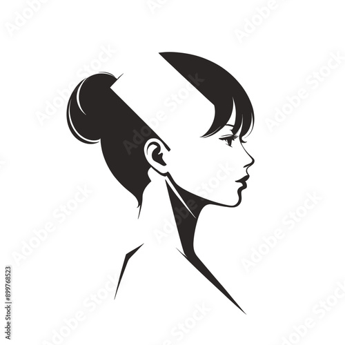 Profile of a Woman's Face in Black and White