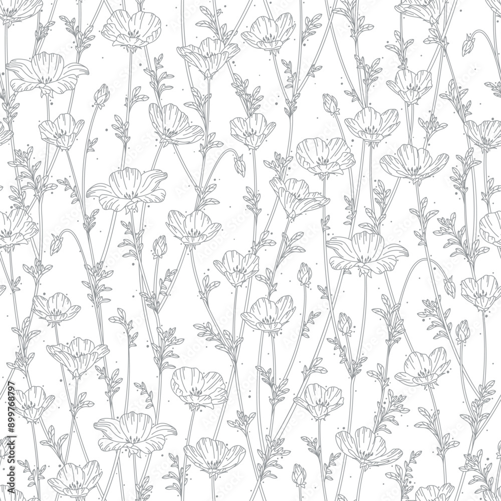 Series of seamless flower pattern motif galore in rustic floral scandinavian outline line for textile fabric wallpaper paper wrap print Series of seamless flower pattern motif galore in rustic floral scandinavian outline line for textile fabric wallpaper paper wrap print