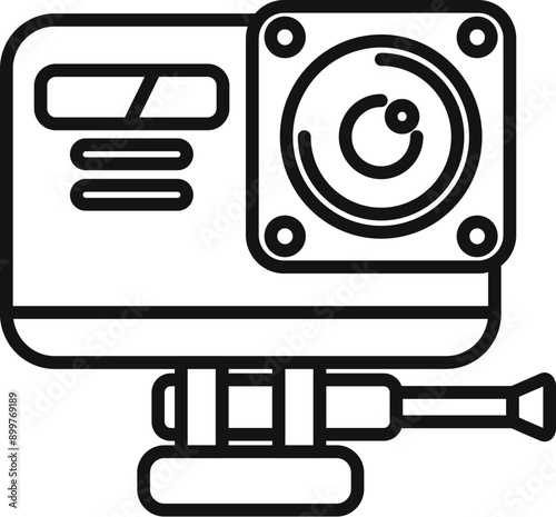 Action camera is recording, in a close up image with a white background