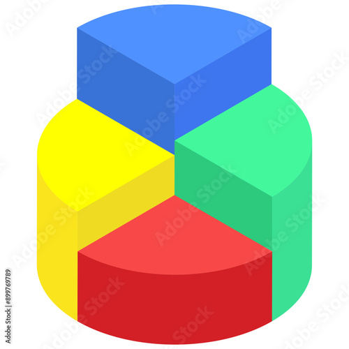 3d pie chart in Isometric Style