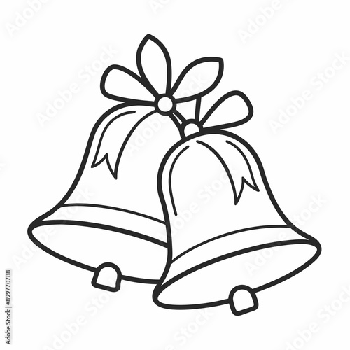 line art holy christmas two bell in white vector illustration