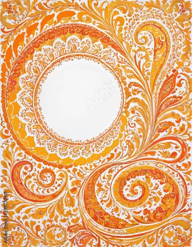 Ornate Mandala Artwork with Circular Frame and Swirling Designs