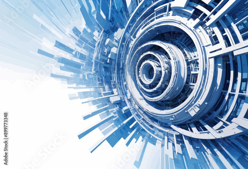 Intricate 3D Rendering of a Spiral Staircase with Abstract Elements