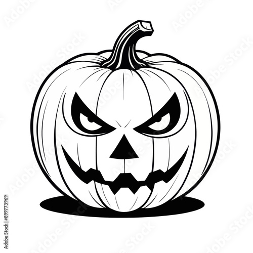 Halloween Pumpkin with Carved Face and Stripes