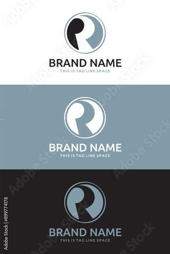 Letter R Round Negative Space Vector Logo