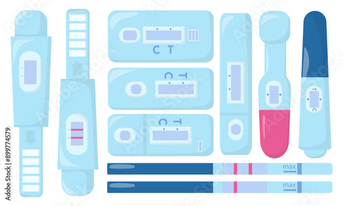 Set of pregnancy tests, types of hCG tests to determine pregnant