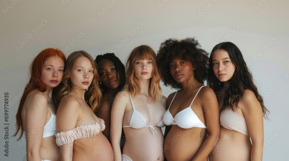 A group of women posing for a photo, one of whom is pregnant A group of women posing for a photo, one of whom is pregnant