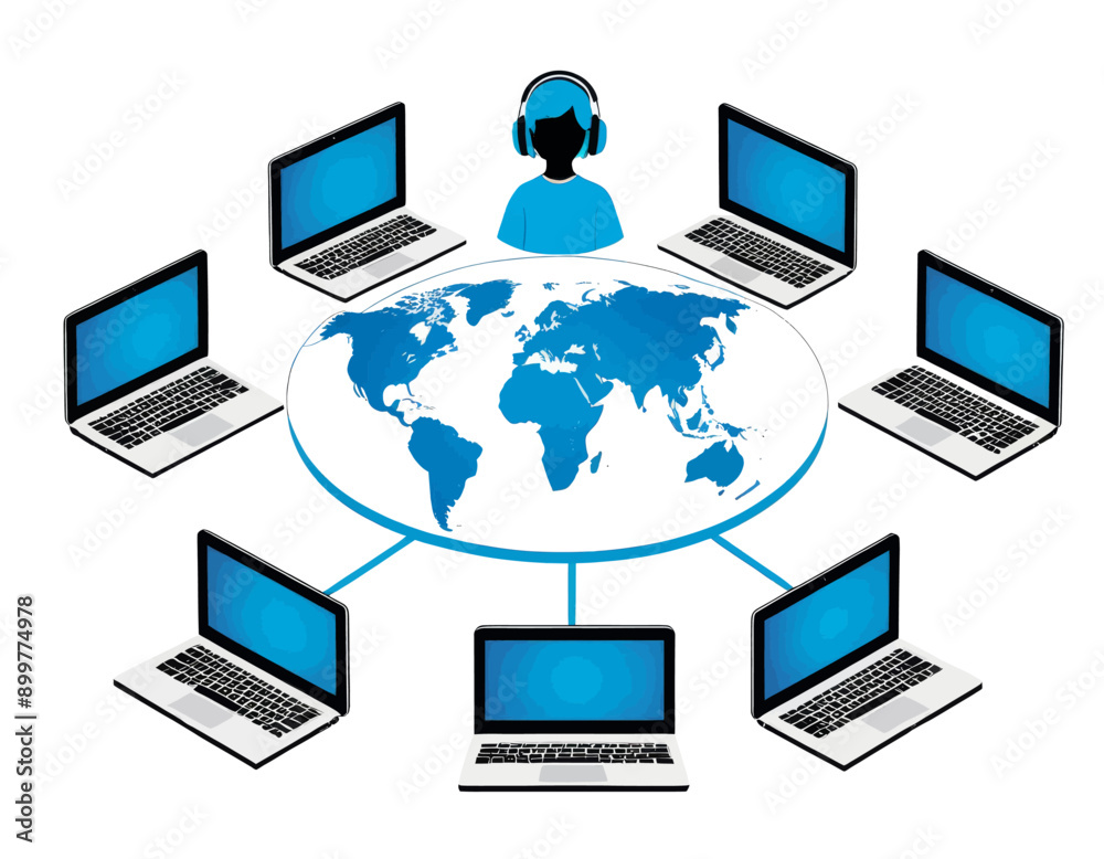 Global Network of Laptops with a Central Hub Global Network of Laptops with a Central Hub