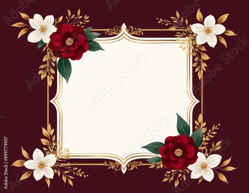 Gold-trimmed Blank Canvas with Floral Decoration