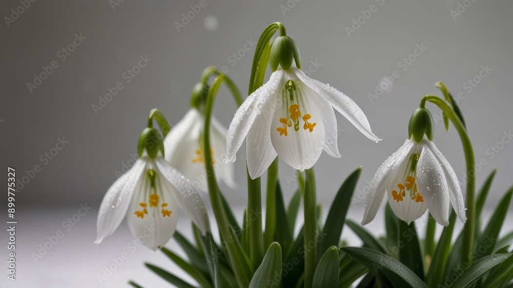 Obraz premium Delicate Snowdrop Flowers in Bloom