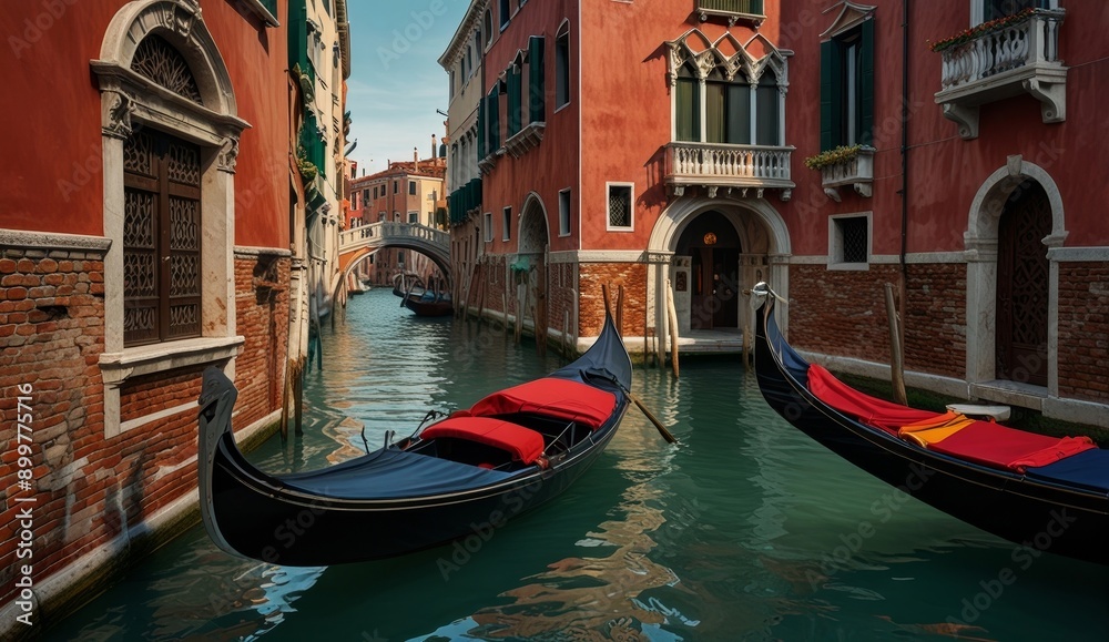 Serene Gondolas in Venetian Canal Serene Gondolas in Venetian Canal